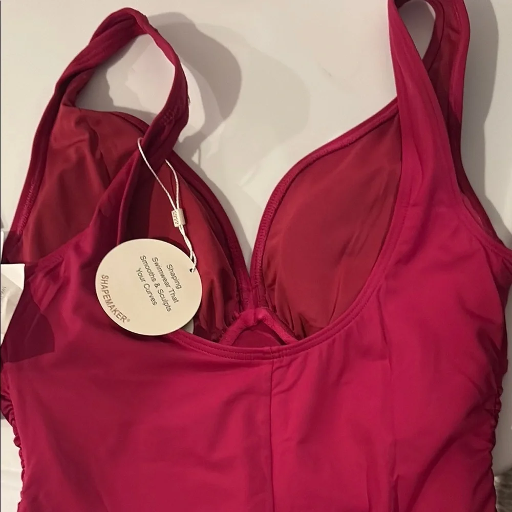 Vibrant Pink Ruched Swimsuit - Picture 6 of 9